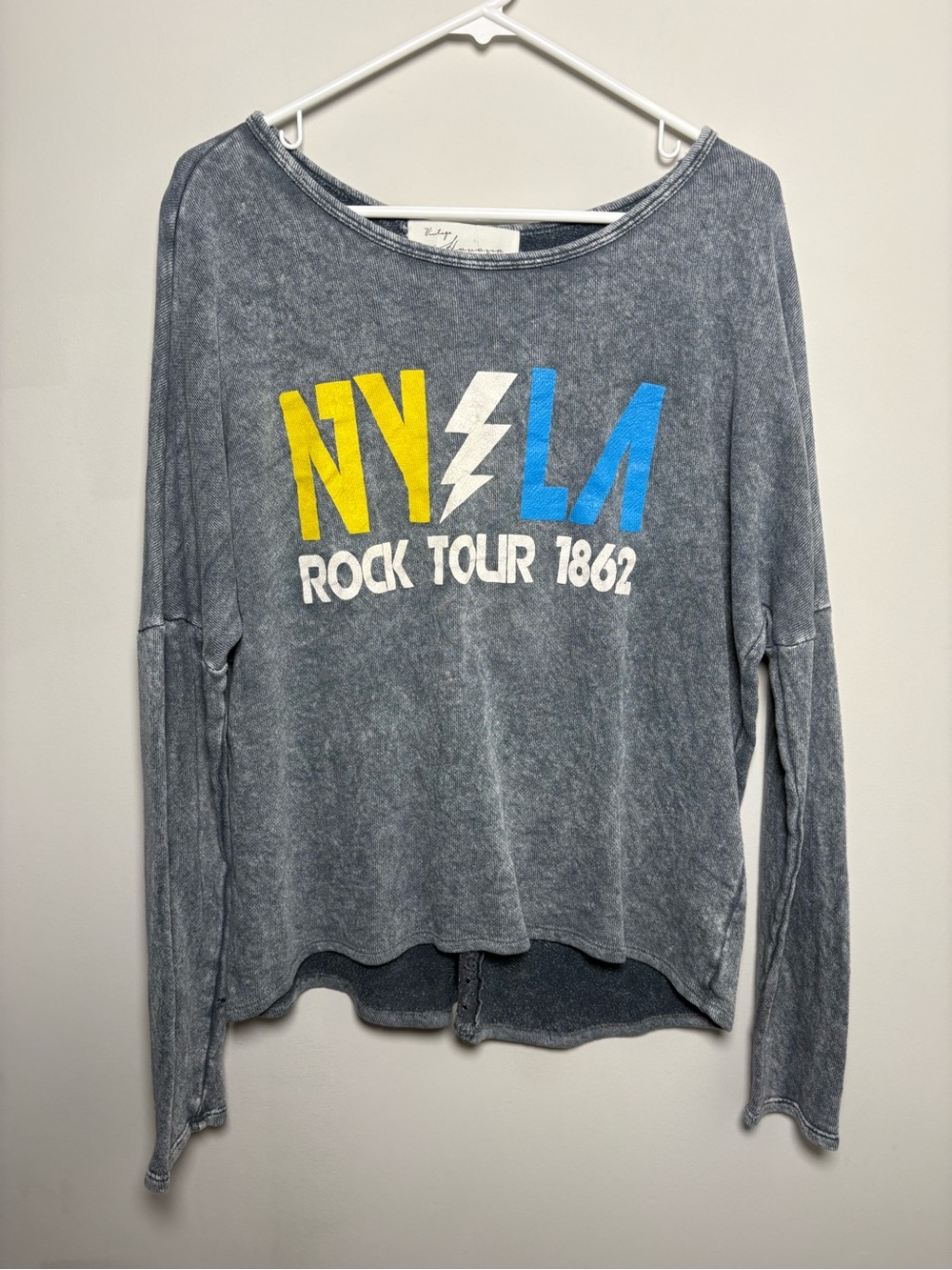 Vintage Havana Gray Graphic NY/LA Long Sleeve Tee